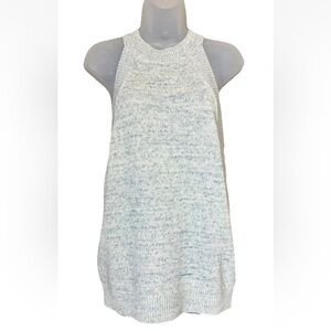 LOFT Womens Large Marled Racer Back Cream Halter Sleeveless Sweater Tank Top